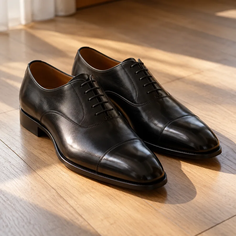 Par de oxfords pretos engraxados