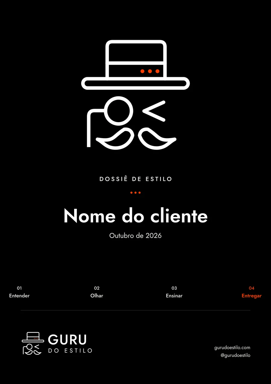 Capa do dossiê de estilo do Guru do Estilo, com o nome do cliente